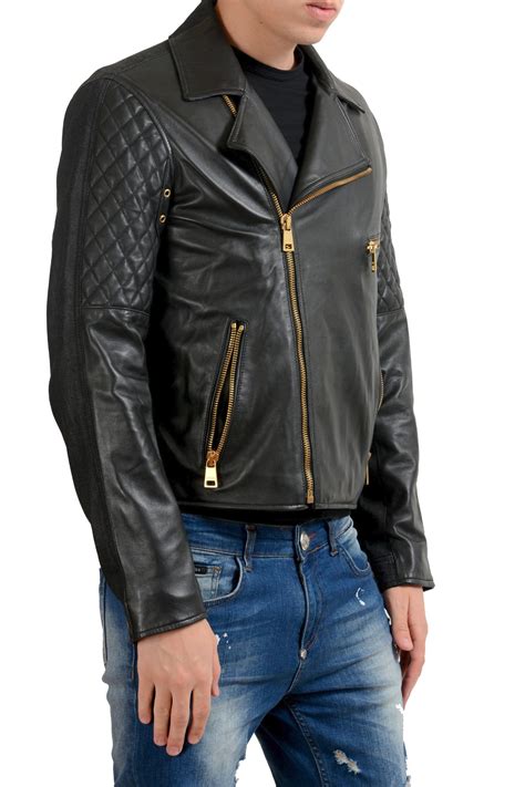 Vintage Versace Versus Men's Leather Black Jacket Size 36/50 